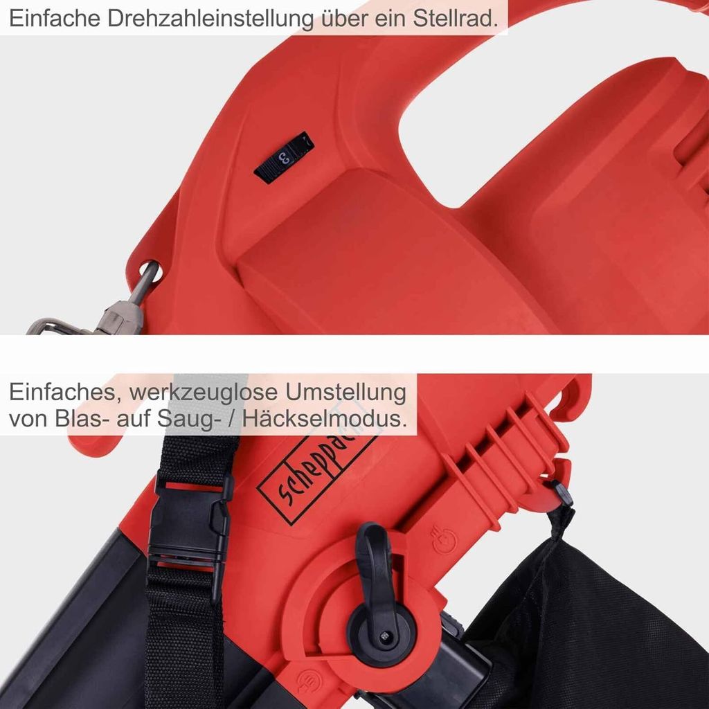 Scheppach LBH3000E Laubsauger & Laubbläser, 4in1, 3000W, Produktbild 5