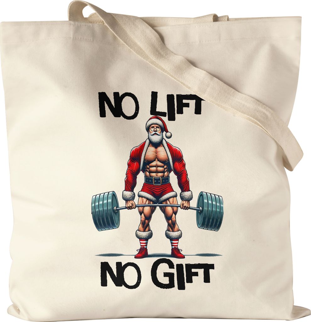 No Lift No Gift Jutebeutel Weihnachten Fitness Gym Produktbild 