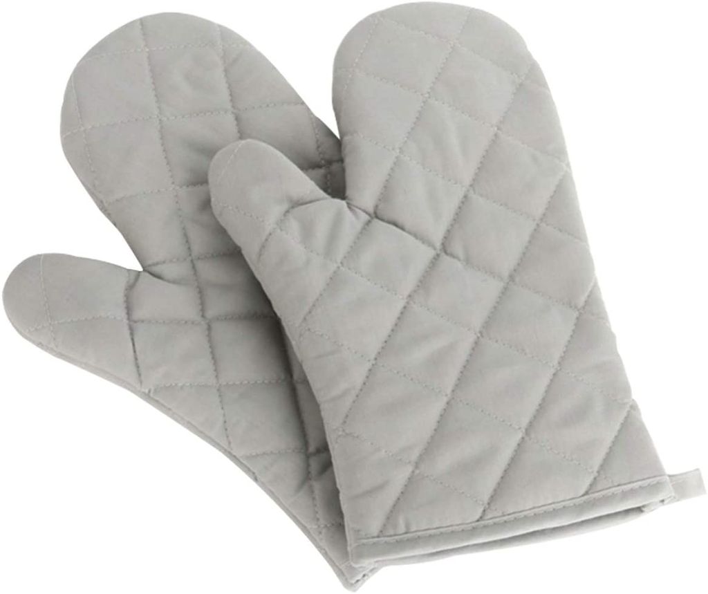 Hitzebeständig Ofenhandschuhe Verdickte Hitzeresistente Topfhandschuhe Topflappen Backhandschuhe, Baumwolle, 1 Paar Grau