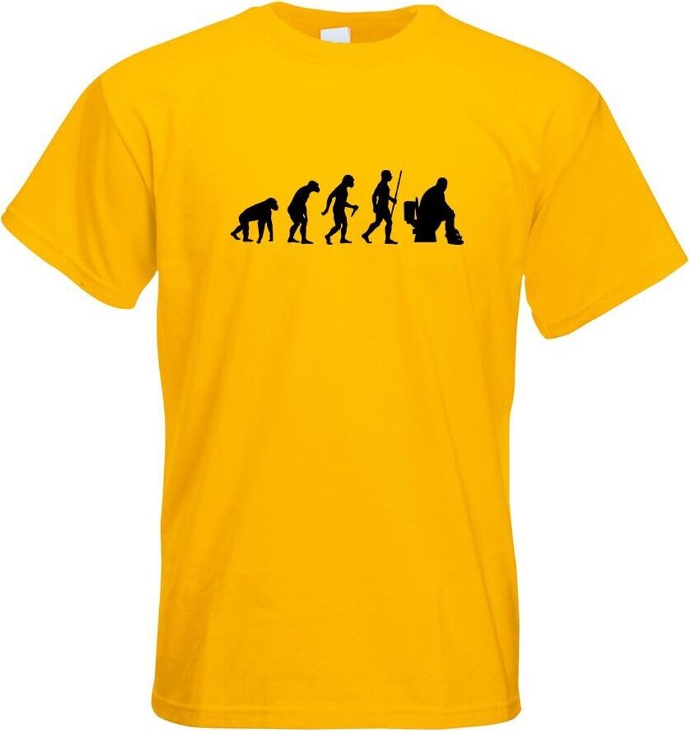 Kiwistar - T-Shirt - gelb - Klo Toiletten Evolution Motiv Bedruckt Funshirt Design Print - mit Motiv Bedruckt - Funshirt Design - Sport - Freizeit ...