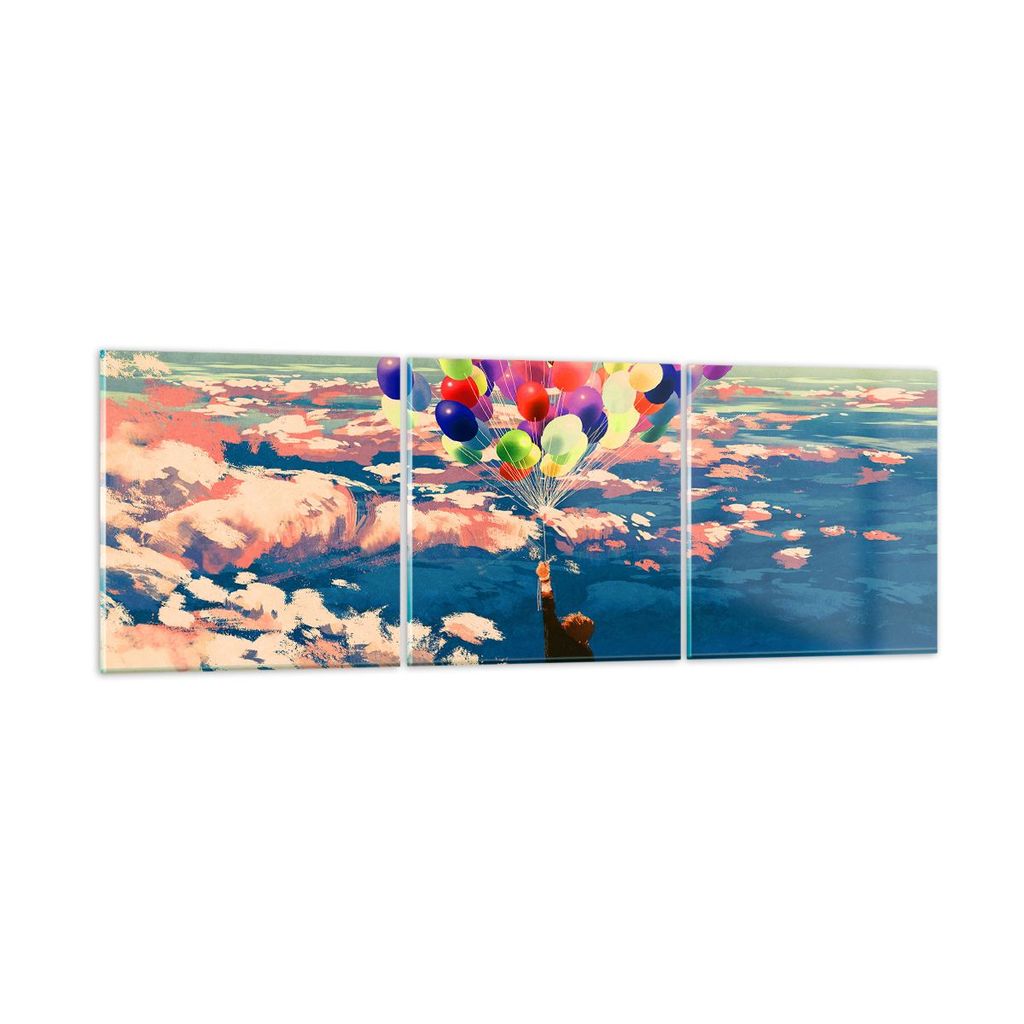 Bilder auf glas - Abstraktion Ballon - 150x50cm - Glasbilder - Wandbilder - Kunstdruck - zum Aufhängen bereit - Wanddekoration aus Glas - Glas Bil...