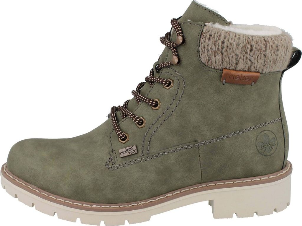 A single green boot is shown against a white background.