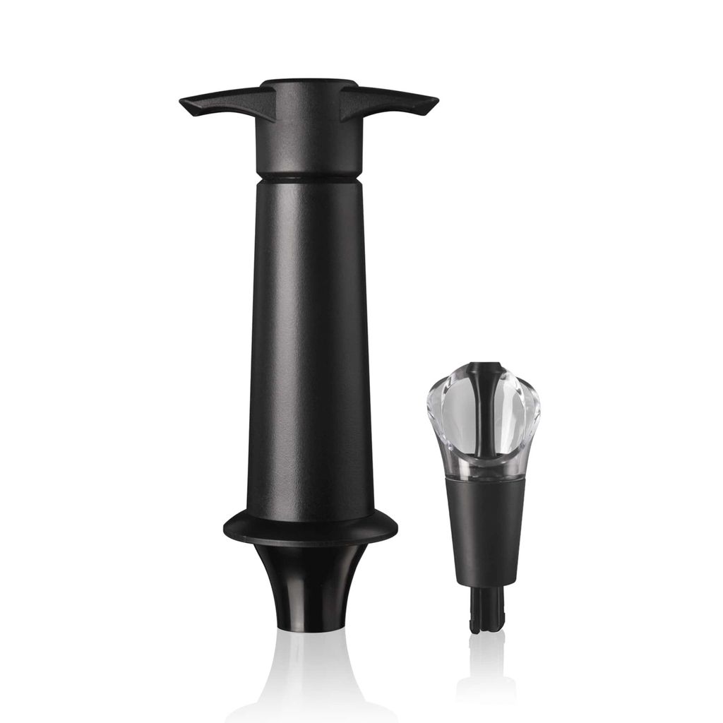 Vacu Vin Weinpumpe mit Ausgießer und Verschluss, Weinpumpen-Set, Wine Saver, Vakuumpumpe, Kunststoff, Schwarz, 06824606