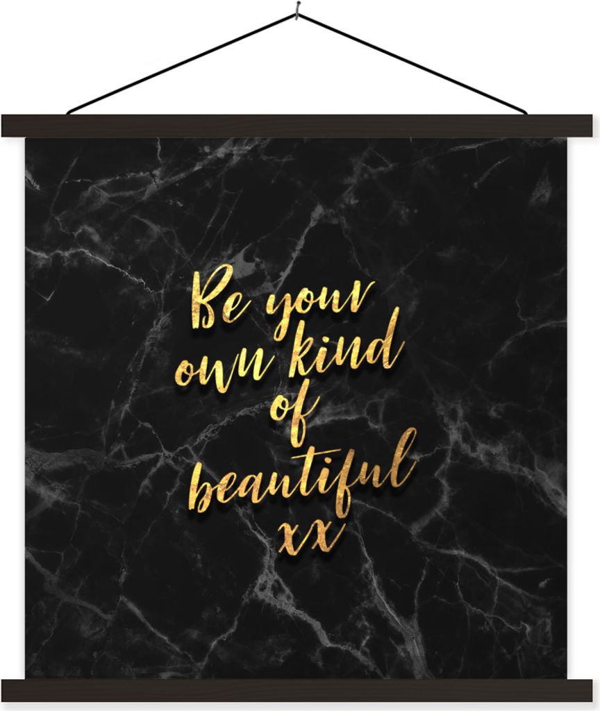 MuchoWow Textilposter Zitate - Selbstvertrauen - Gold - Marmor 90x90 cm mit schwarzem Rahmen - Magnetisches