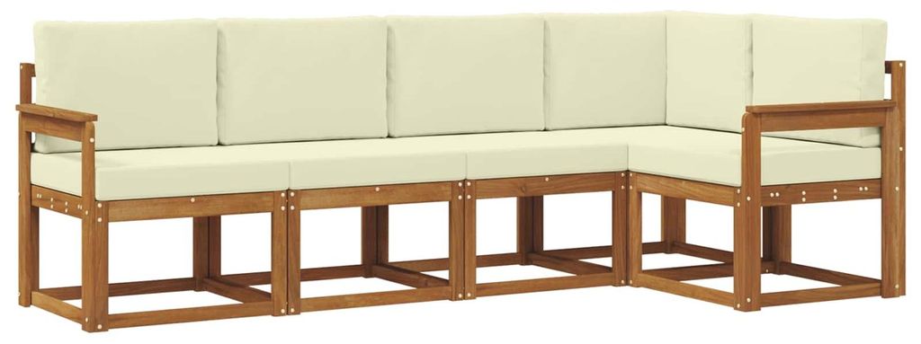 vidaXL Outdoor-Sofagarnitur mit Kissen 5 pcs Natur und Creme