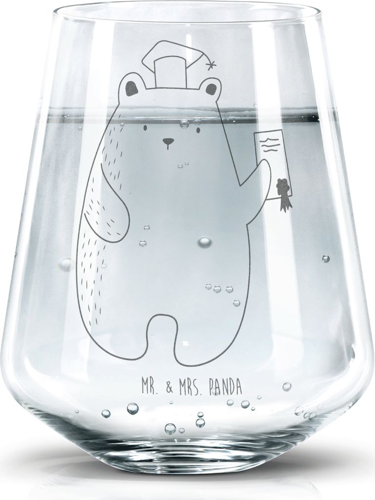 Mr. & Mrs. Panda Glas Bär Prüfung - Transparent - Geschenk, Abschlusszeugnis, Abschluss, Trinkgefäß, Tumbler, Teddy, Abitur, Glasbecher, Bestan...