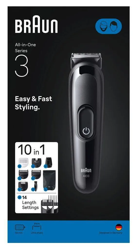 Tondeuse multifonction Braun AIO3560 pour visage cheveux et corps - 2