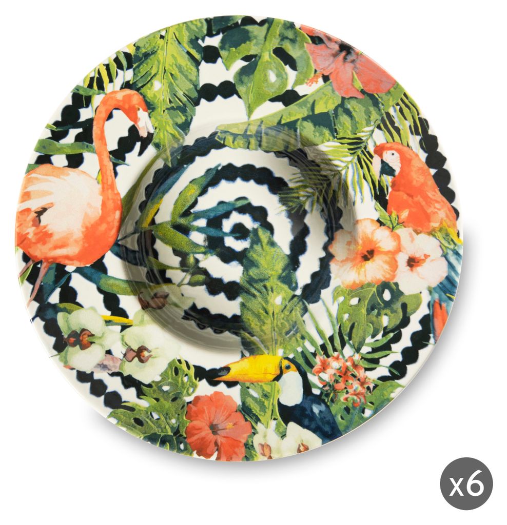 Excelsa Set de 6 pastaplats Tropical Chic Céramique Image du produit 