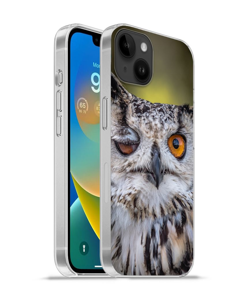 MuchoWow Handyhülle Schutzhülle Hülle für Apple iPhone 14 Plus - Soft case Eule - Auge - Orange Silikon Softcase Handy Hülle - Abbildung