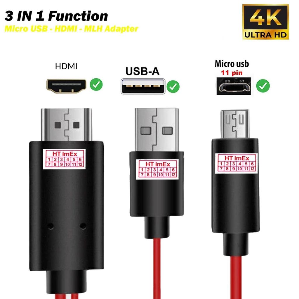 2M MHL Handy Kabel Smartphone Micro USB auf HDMI TV AV Kabel Adapter 11 Pin