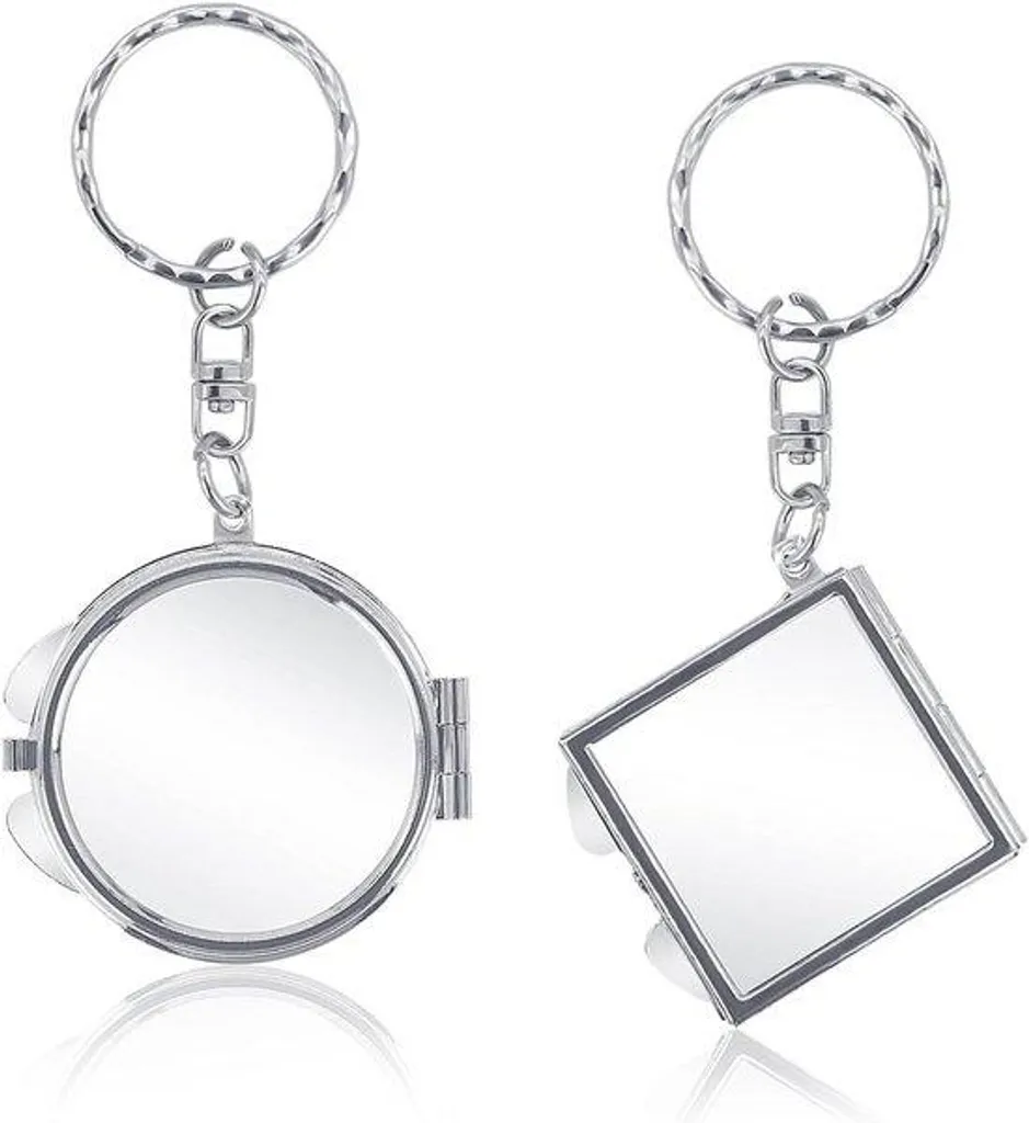 Porte-clés miroir incassable et mousqueton métal pour sac à main