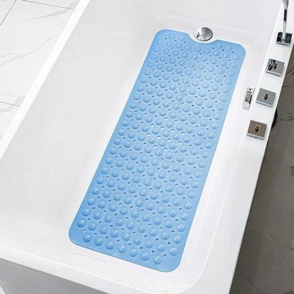 Tapis de baignoire antidérapant 100x40cm bleu lavable en machine et souple