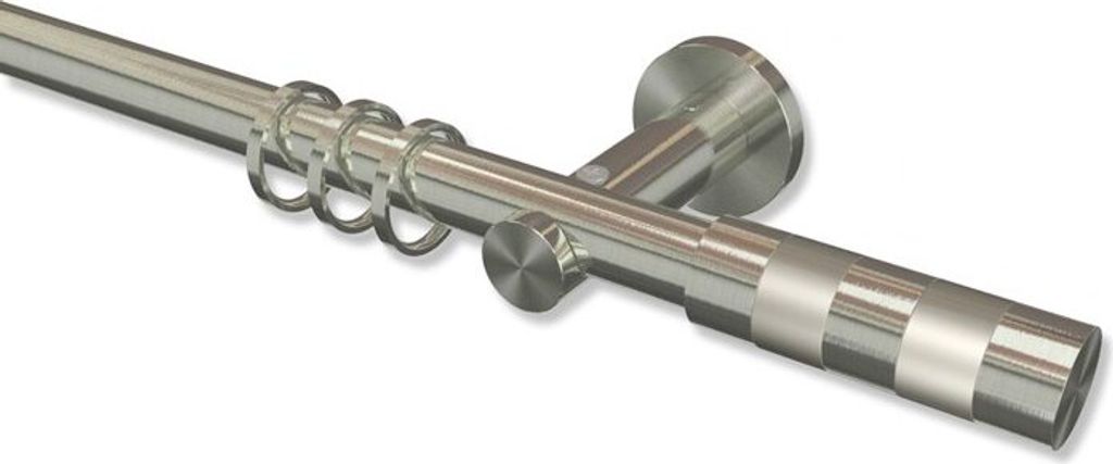 Interdeco Gardinenstange, Vorhangstange Edelstahl-Optik Modell Platon Mavell, 20 mm Ø 1-läufig, 160 cm