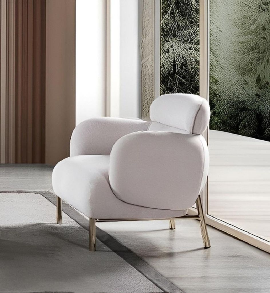 Weißer Sessel Stoffsessel Polstermöbel für das Wohnzimmer Hochwertige Möbel