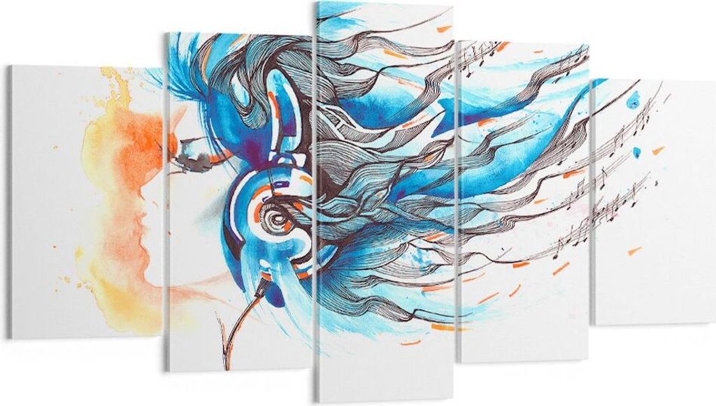 Bild auf Leinwand - Leinwandbild - disco dj Mädchen Abbildung - 160x85cm - Wand Bild - Wanddeko - Leinwanddruck - Bilder - Kunstdruck - Wanddekora...