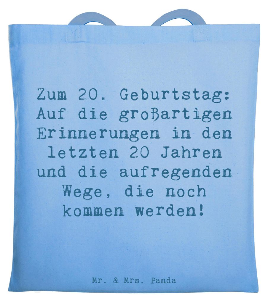 Mr. & Mrs. Panda Schultasche Spruch 20. Geburtstag - Sky Blue - Geschenk, Tote Bag, Freund, unvergesslich, Freundin, Büchertasche, Tasche, Geburts...