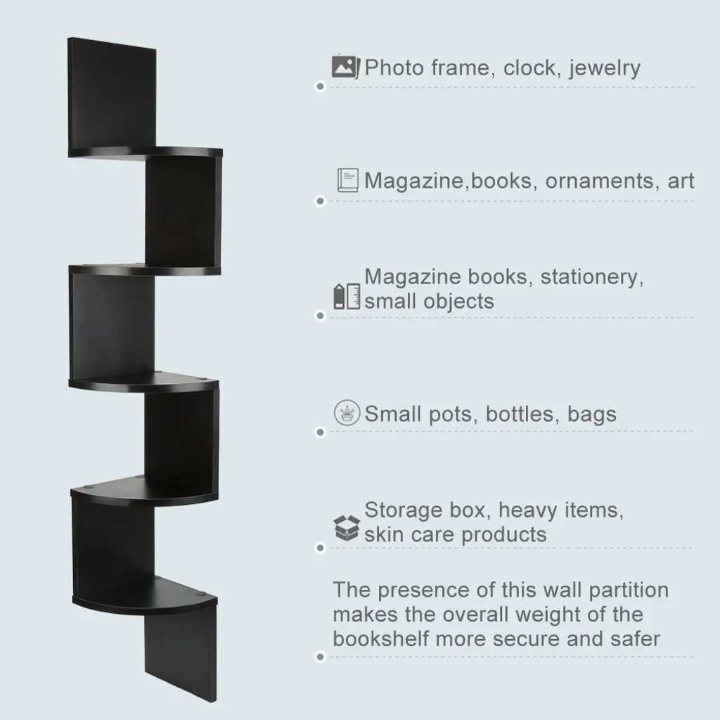 Étagère Murale Zigzag - Bibliothèque D'angle Suspendue Design - 4