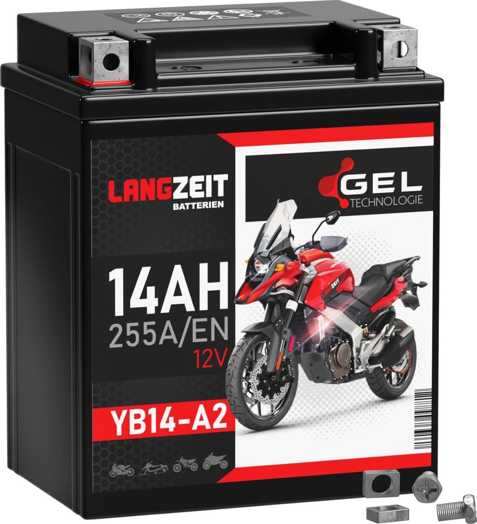 LANGZEIT YB14-A2 Motorradbatterie 12V 14Ah 255AEN GEL Produktbild 