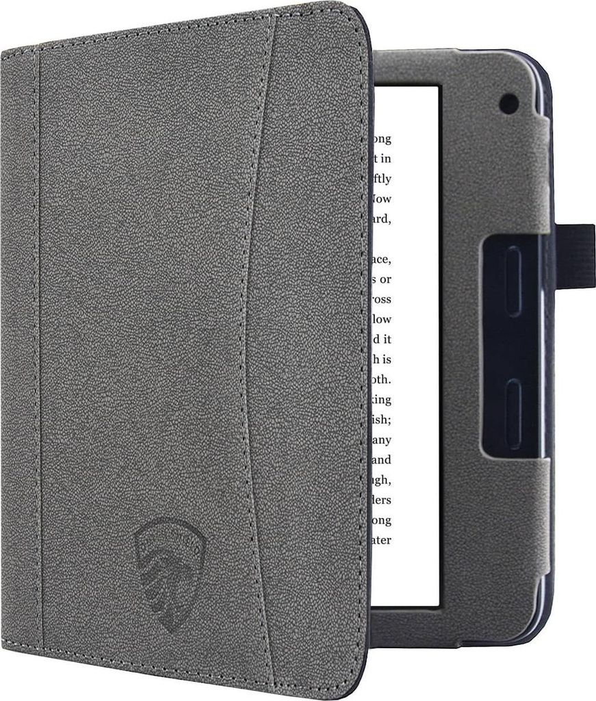 Dutch Shield - Luxe strap Case Hülle für das Kobo Libra 2 Ebook - Klapphülle Ereader Schutzhülle Cover Grau