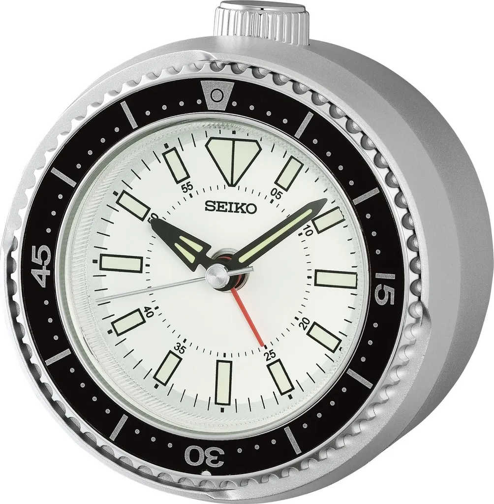 Seiko QHE207S Réveil à quartz argenté silencieux avec alarme précise