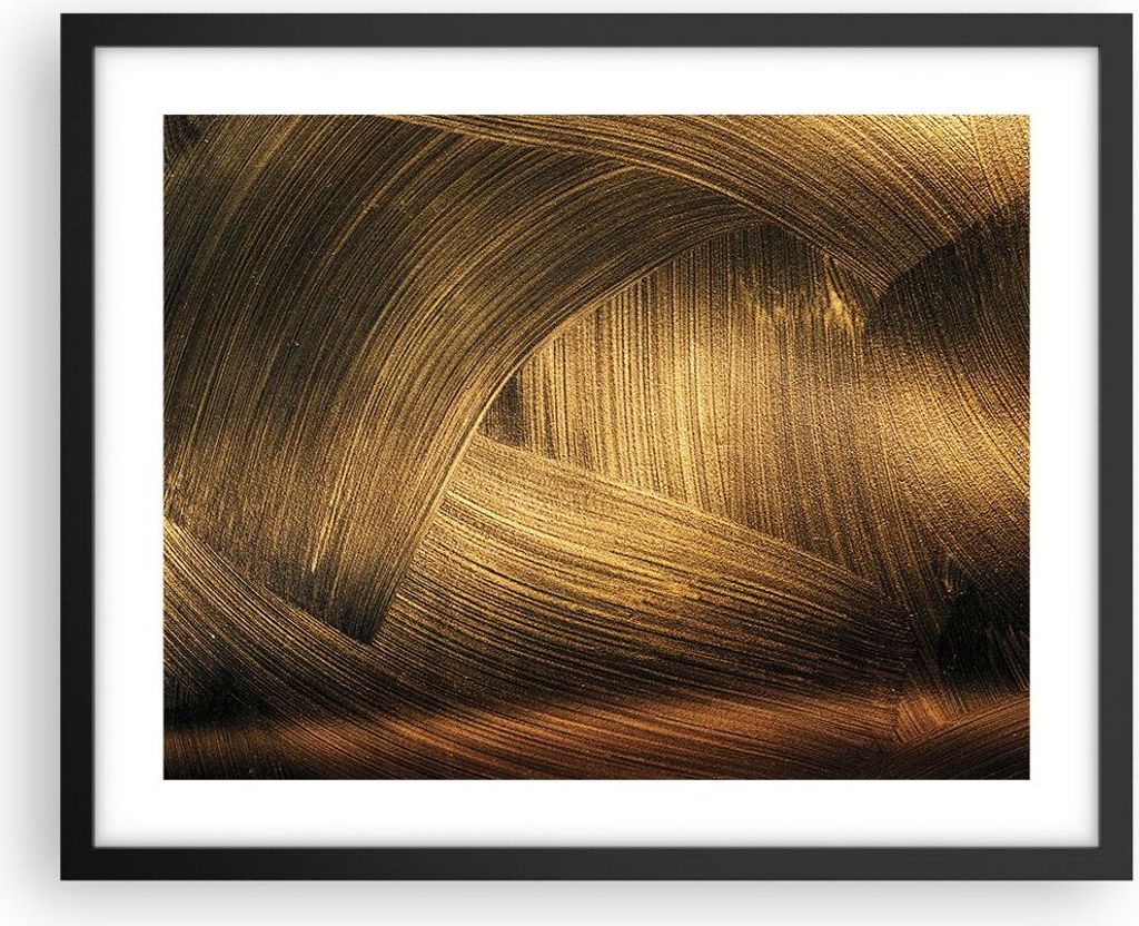 Gerahmtes Poster - Schwarzer Rahmen - Abstraktion Gold Textur - 50x40 cm - Wand Bild - Wanddeko - Wandbilder - Kunstposter - Wandposter - Bilderrah...