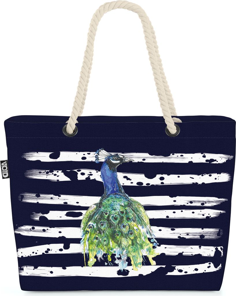 VOID XXL Strandtasche Pfau Shopper Tasche 58x38x16cm 23L Produktbild 