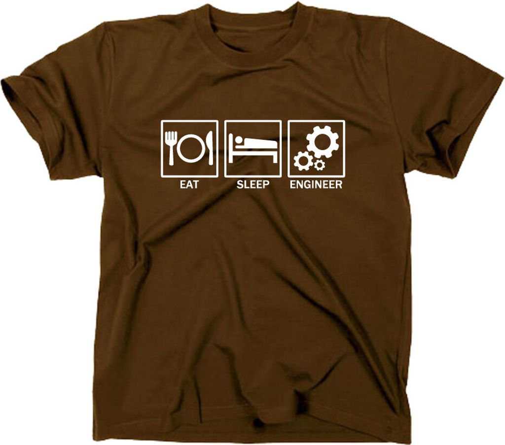 Styletex23 T-Shirt Eat Sleep Engineer Fun, braun, L