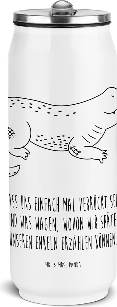 Mr. & Mrs. Panda Edelstahl Trinkflasche Krokodil - Weiß - Geschenk, Thermoflasche, Sportflasche, Wasserflasche, Lieblingsmensch, Krokodile, Abente...