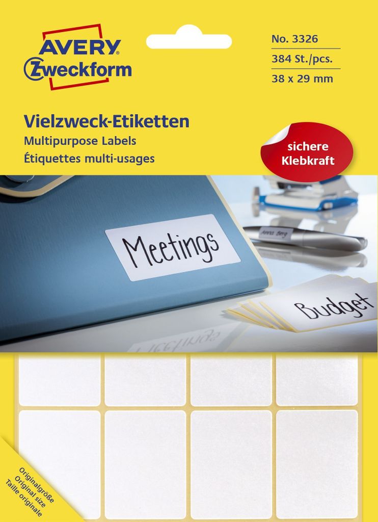 Avery Zweckform® 3326 3326 Étiquettes universelles - 38 x Image du produit 