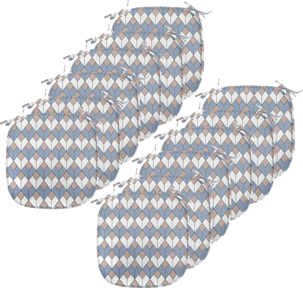 ABAKUHAUS Imbottitura geometrica per sedie da sala da pranzo, linea a rombi intrecciati, cuscino decorativo impermeabile con cinturini per sedie da cucina, 40 cm x 40 cm - confezione da 12, rosa essiccata blu-grigio