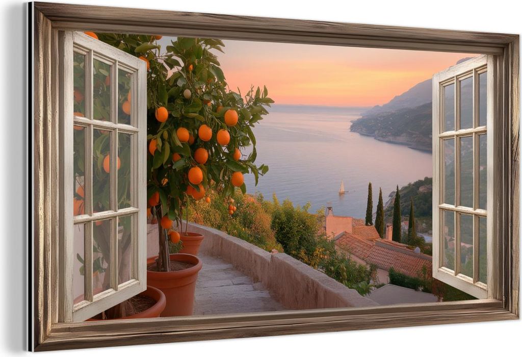 MuchoWow Wanddekoration Metall Metallbild Wandkunst 40x20 cm Durchblick - Ausblicke - See - Landschaft MuchoWow Aluminium Gemälde - Bild - Aluminium