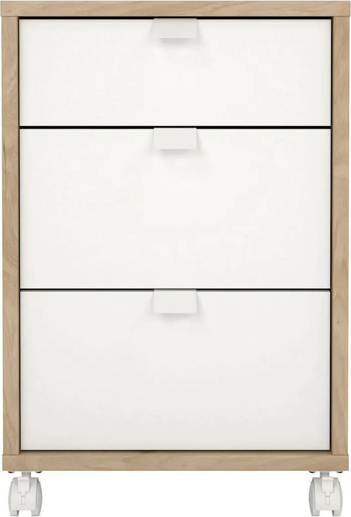 Commode Compacte en Bois Chêne Brun Agazzino - Finition Texturée 3 Tiroirs