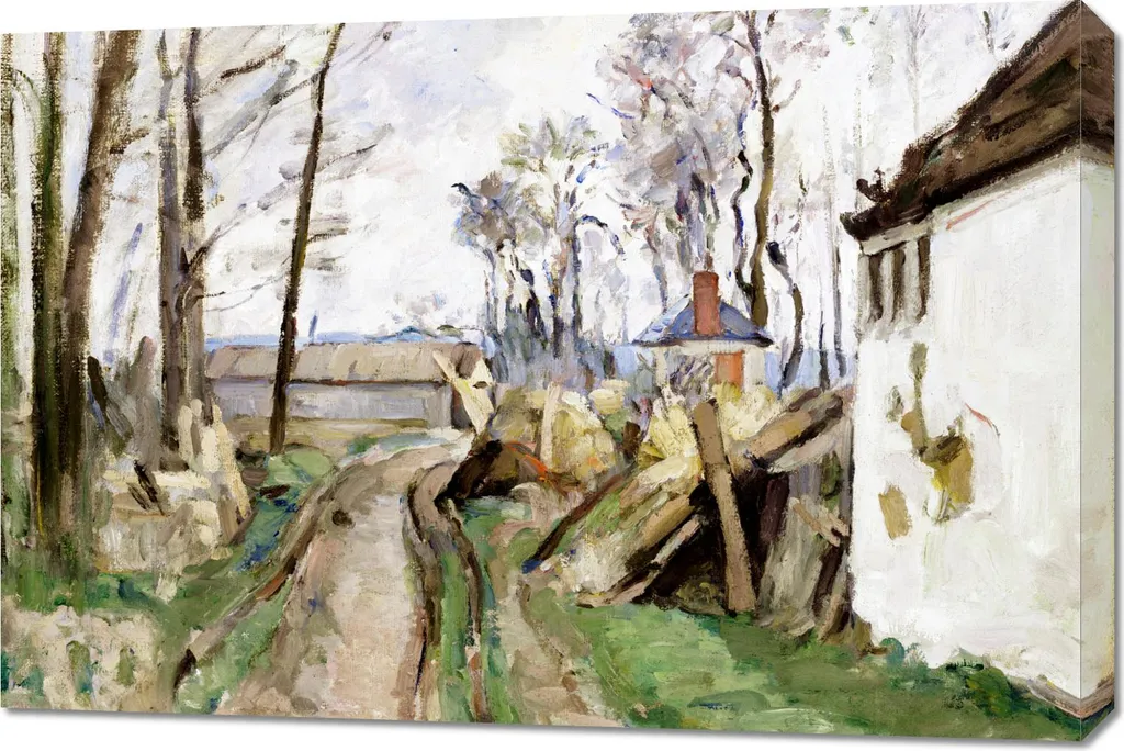 Tableau Vintage Cézanne 90x60 cm Route d'Auvers Impression Haute Qualité