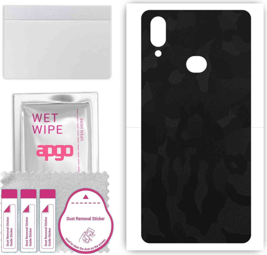 apgo Rückseite Schutzfolie, Skin, kompatibel mit Samsung Galaxy M10s, Hinten Displayschutzfolie aus Vinylfolie, kratzfest, einfache Montage - Schw...