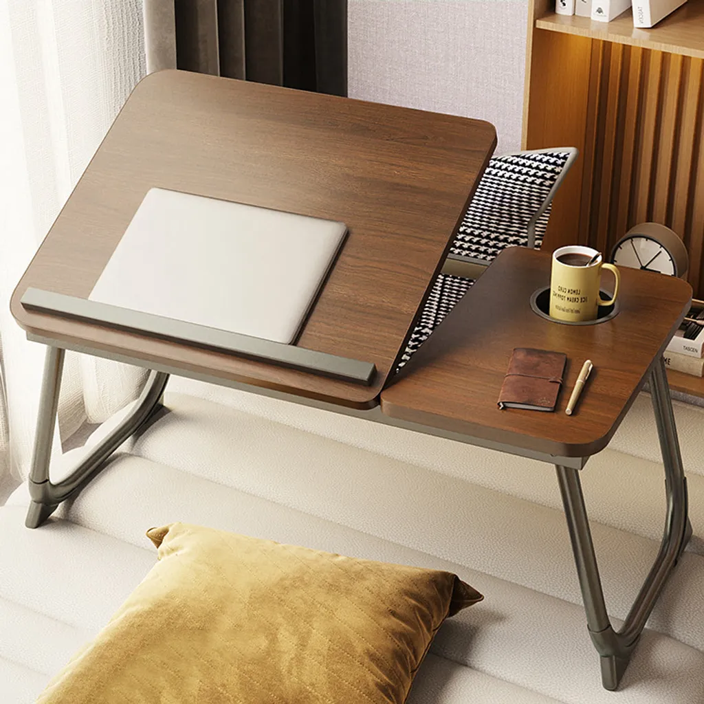 Tavolino Letto Marrone Pieghevole per Laptop | Eleganza e Praticità Salva-Spazio