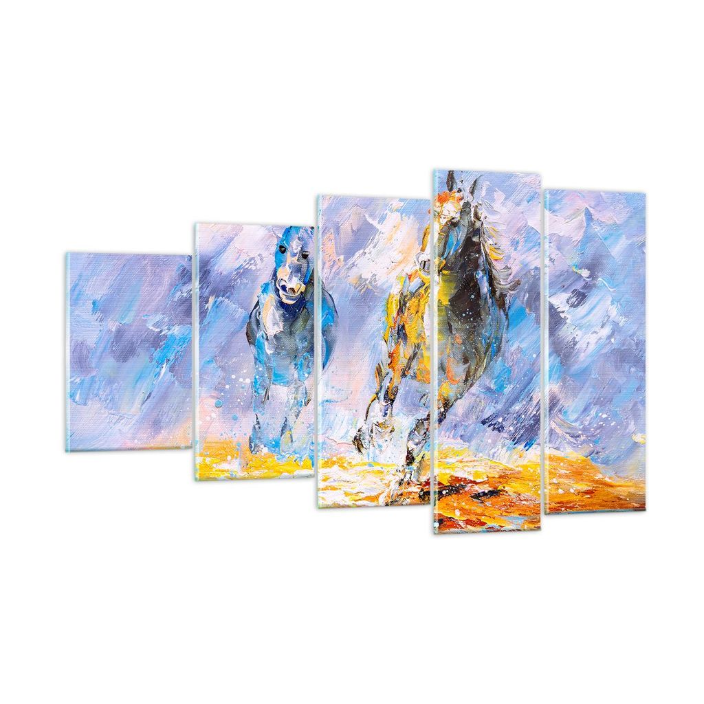 Bilder auf glas - Pferd Natur Tier - 100x60cm - Glasbilder - Wandbilder - Kunstdruck - zum Aufhängen bereit - Wanddekoration aus Glas - Glas Bilde...