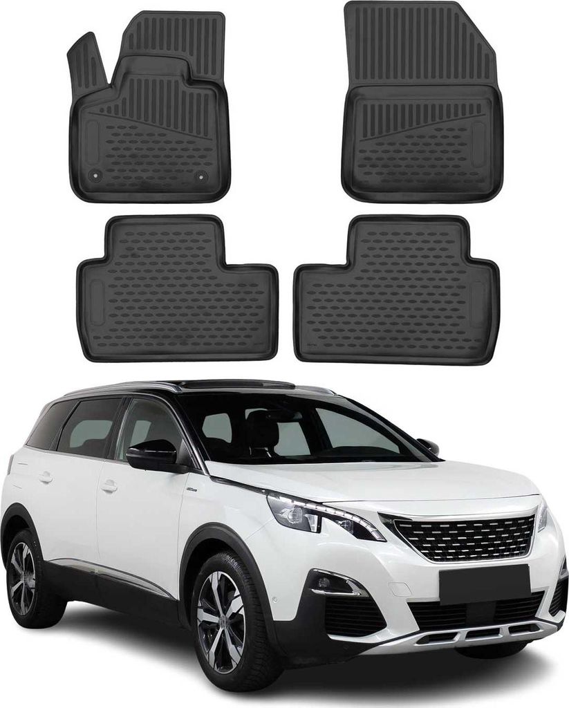 2017-2025 Peugeot 5008 Fußmatten TPE Schwarz 4 tlg Produktbild 