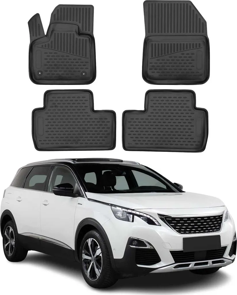 Tappetini Interni 3D Peugeot 5008 2017-2025 TPE Nero Design