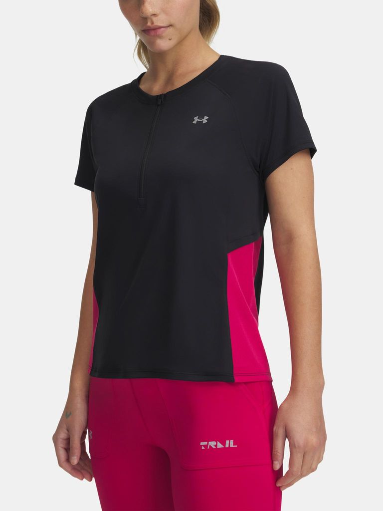 Under Armour Damen-T-Shirt Ua Trail Run Zip Ss 1389607-001__SM