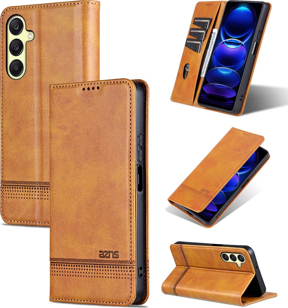 Leder Hülle für Samsung Galaxy A26, Klapphüllen Brieftasche Magnetverschluss Ständer Schutzhülle Gelb