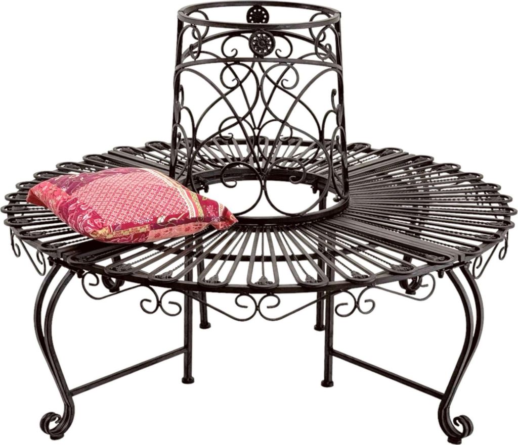 DanDiBo Baumbank Rund Metall Wetterfest Braun 96591 Rundbank ø 135 cm Gartenbank Sitzbank Bank Garten Antik