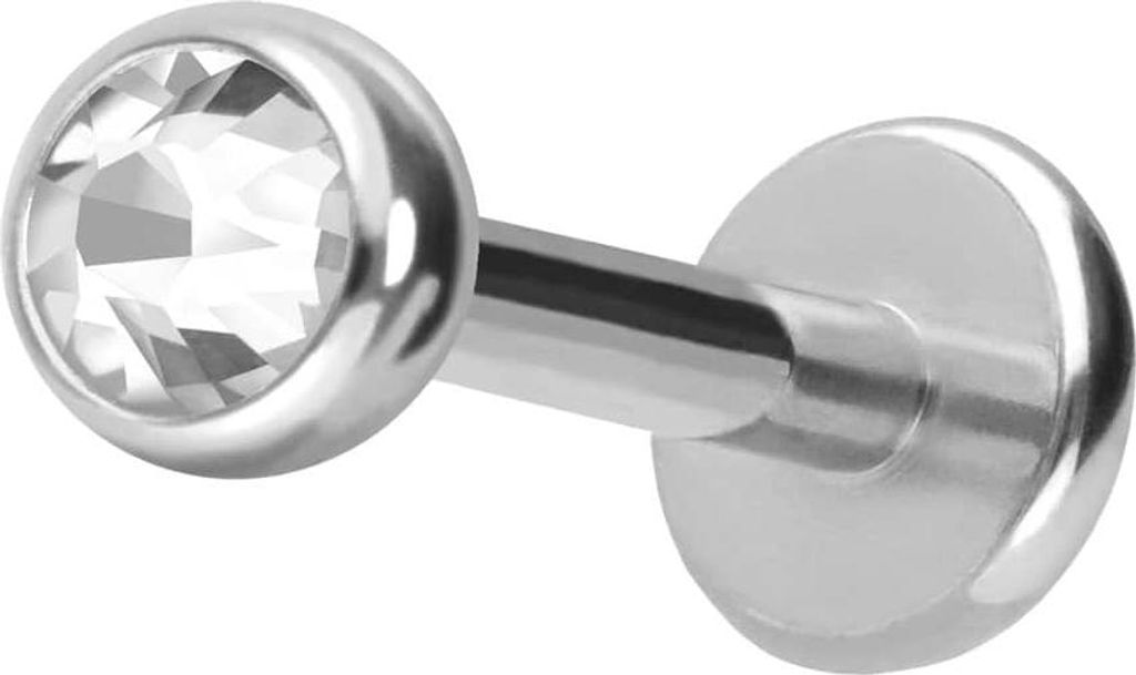 Ohrpiercing, Nasenpiercing Chirurgenstahl Labret KRISTALL Silber Stablänge: 7mm + Stabstärke: 1,2mm + Kugelgröße: 2,5mm