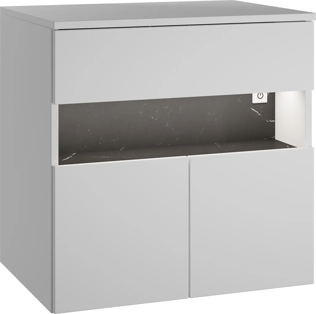 Mobilier de salle de bain suspendu Lisbonne 60 cm blanc mat design