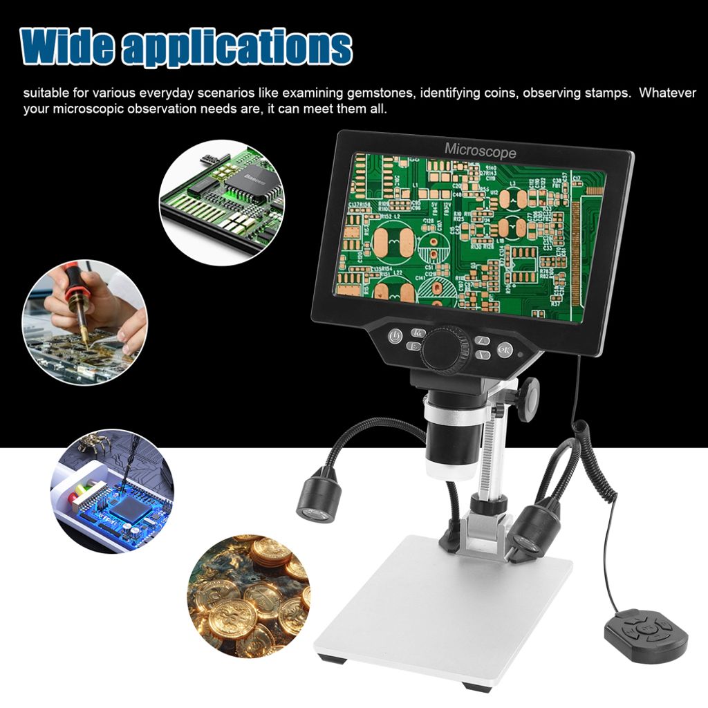 B1200 digitální mikroskop, 7" LCD displej, 12 MP, 1-1200x Obrázek produktu 5