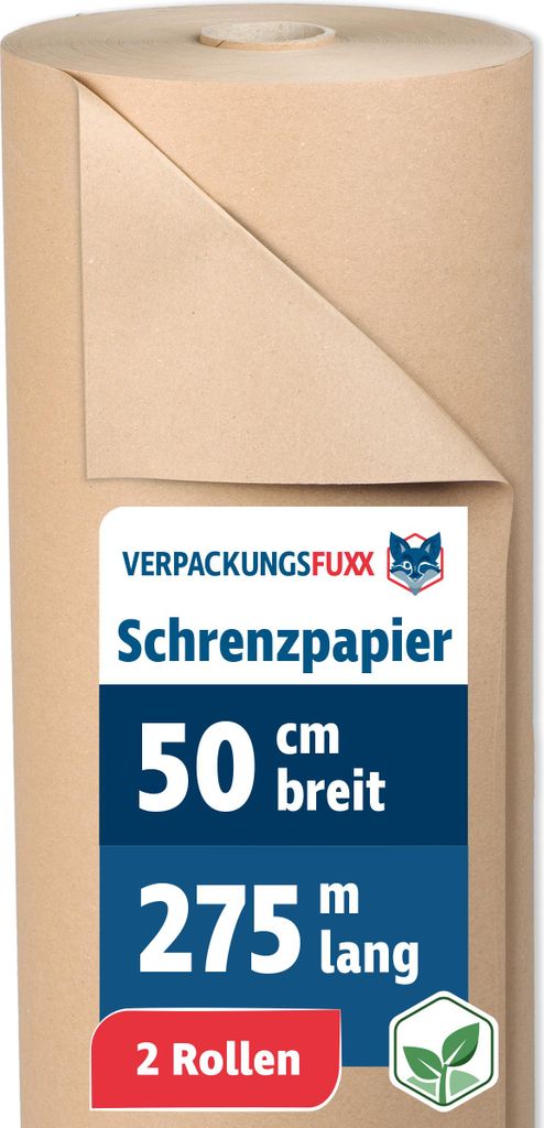 2x Schrenzpapier Rolle 80 g/m² braun 50 cm x 275 m Packpapier