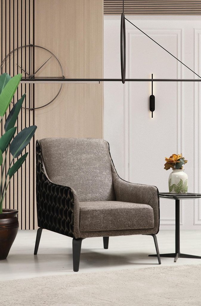 Sessel Ohrensessel Einsitzer Grau JVmoebel