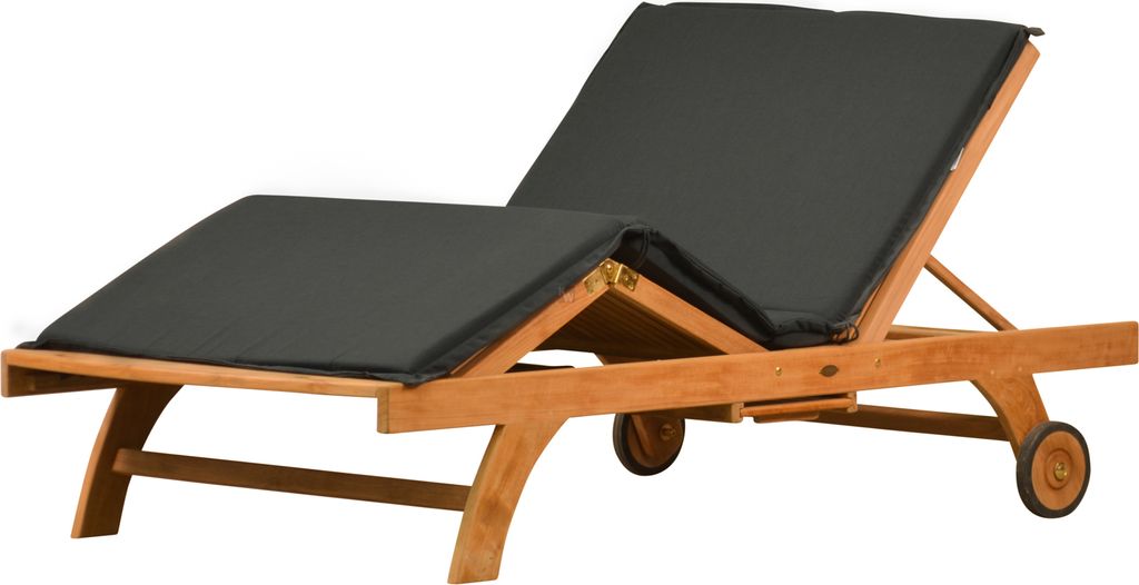 Liegenauflage Polster Gartenliege grau 105 x 195 cm als Auflage für Doppelliege extra breit, waschbar und UV-stabil