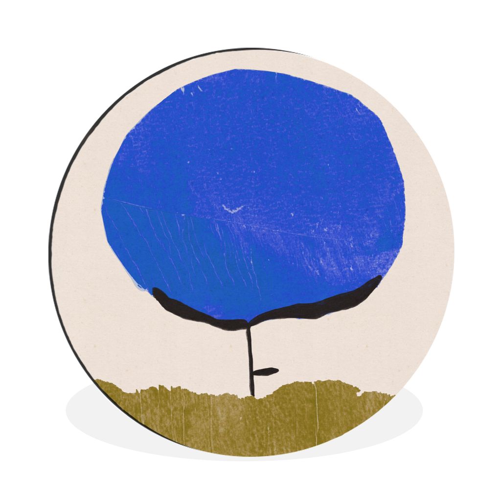 MuchoWow Aluminium Wandkreis Blume - Abstrakt - Blau - Grün Ø 30 cm Wanddeko Modern Wohnzimmer - Wand Bild - Wohnzimmer - Runde Bilder - Alubil...