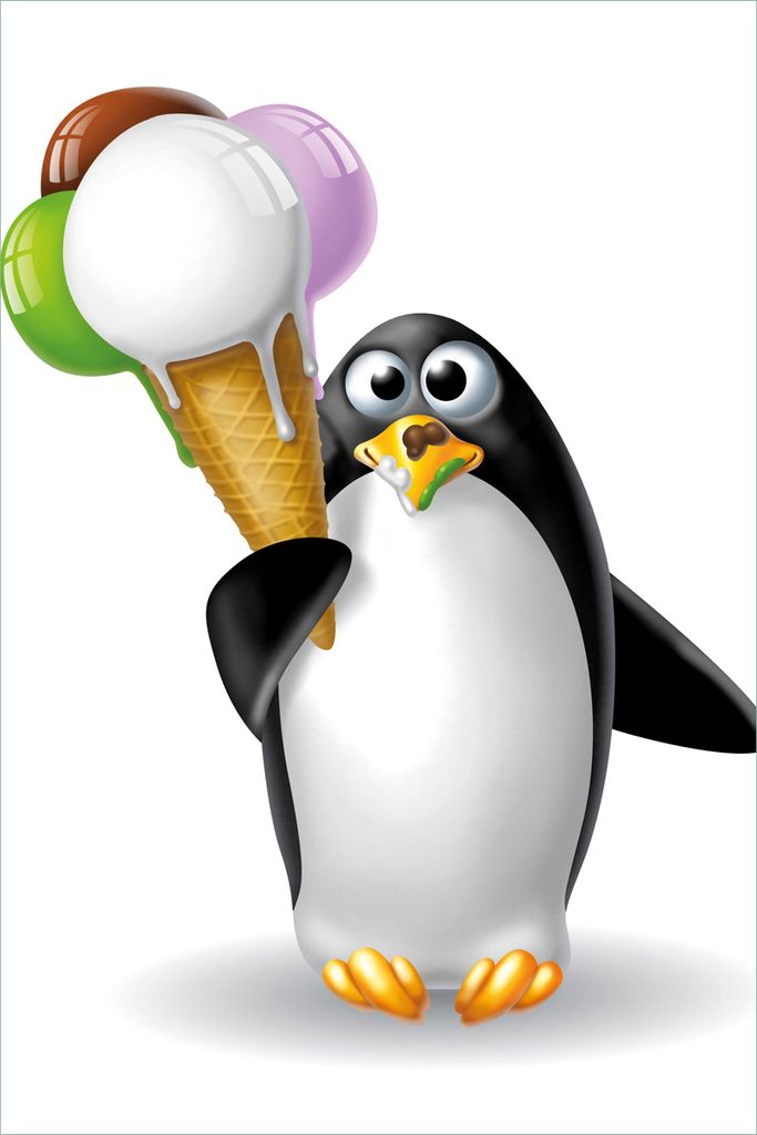 Wallario selbstklebendes Poster - Süßer Eis Pinguin, Größe: 61 x 91,50 cm