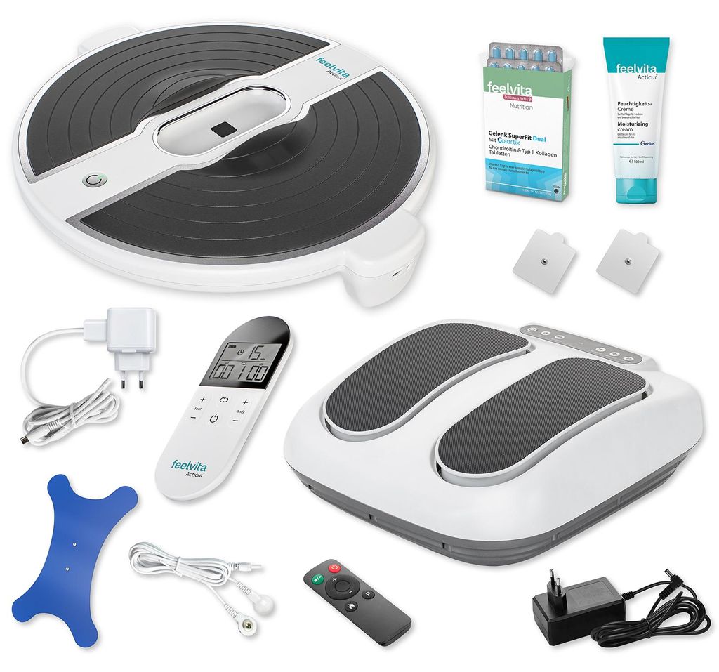 Genius Feelvita Acticur Set 15-tlg. EMS Stimulator Bein und Produktbild 